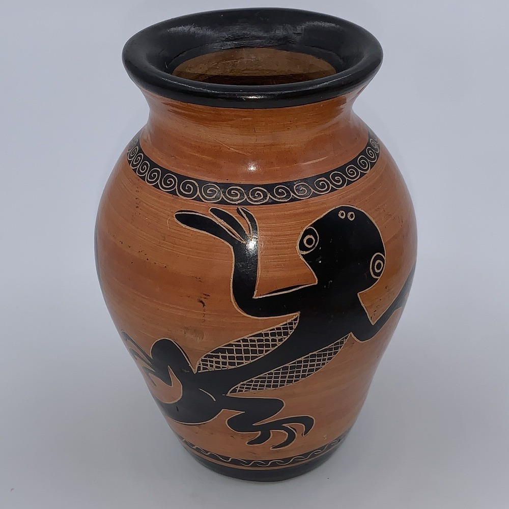 Artisan Handmade Ceramic Pottery Vase Gecko Lizard Artist Signed 6"